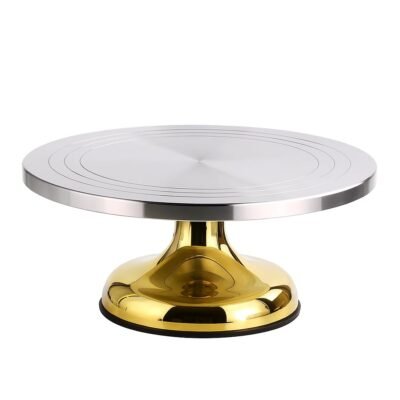 30*14 cm Cake Decoration Turntable |Heavy Rotating Cake Stand | Golden base | Elegant Round | Metal Cake Rotating Stand |1 Piece