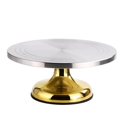 30*14 cm Cake Decoration Turntable |Heavy Rotating Cake Stand | Golden base | Elegant Round | Metal Cake Rotating Stand |1 Piece