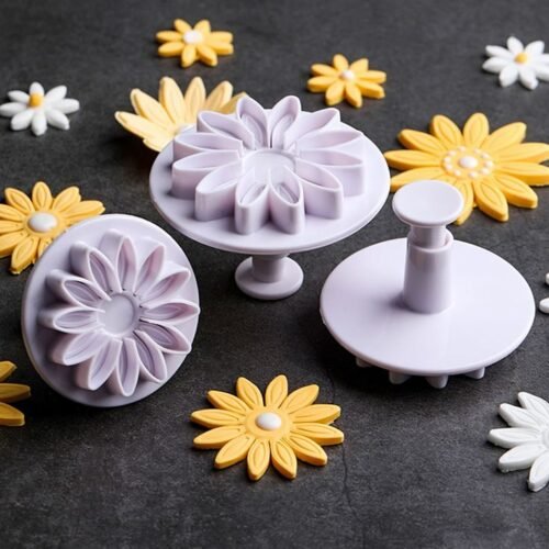 3pcs ABS Cookie Stamp, Flower Shaped Cookie Press Mold For Kitchen