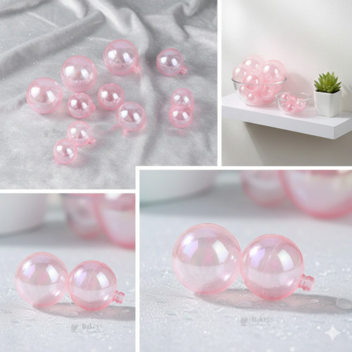 Transparent Bubble Balls Light pink Cake Toppers Mini Balloon Cake Topper /Crystal clear 12 pc pck