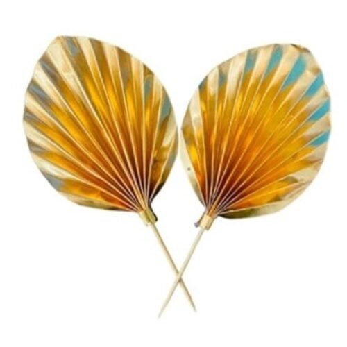Paper Palm Leaf Artificial Cake Topper/Topper For Cake Deco Golden
