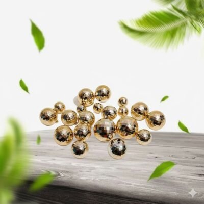 Disco Ball Cake Toppers – Golden Mirror Ball Cake Decoration 12 PCS
