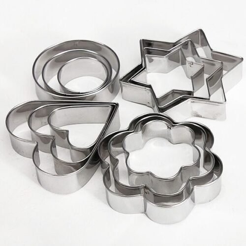 Cookie Cutters Set of 12, Heart Flower Star Round Shapes Metal Cutter